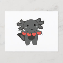 Postal Festiva Axolotl Para Animales El día de San Valentín Con