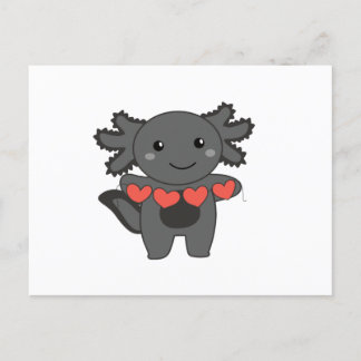 Postal Festiva Axolotl Para Animales El día de San Valentín Con
