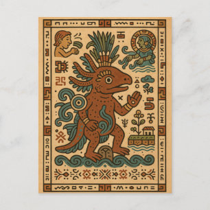 Postal Festiva Axolotl Teotl - Dios de las Aguas