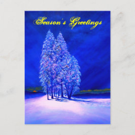 Postal Festiva Azul de Árboles Spruces