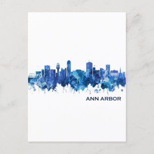 Postal Festiva Azul de la línea aérea de Ann Arbour Michigan