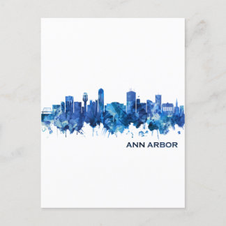 Postal Festiva Azul de la línea aérea de Ann Arbour Michigan