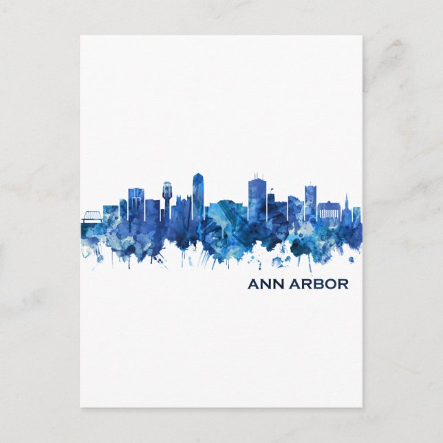 Postal Festiva Azul de la línea aérea de Ann Arbour Michigan (Anverso)