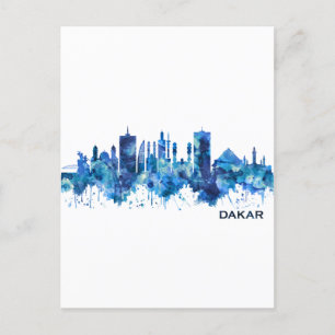 Postal Festiva Azul del Skyline Senegal de Dakar