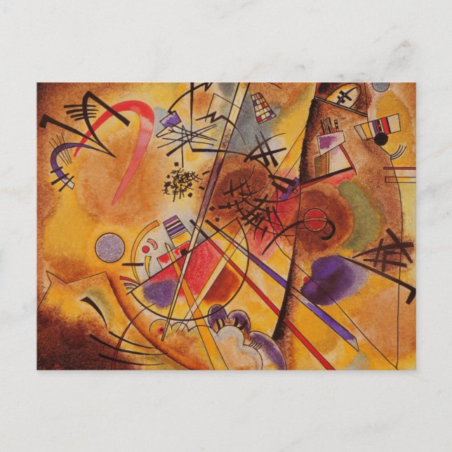 Postal Festiva Azul rojo amarillo amarillo marrón de Kandinsky (Anverso)