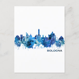 Postal Festiva Azul Skyline de Bologna Italia