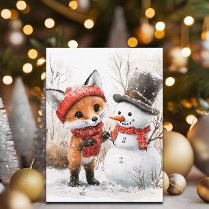 Postal Festiva Baby Fox y Snowman