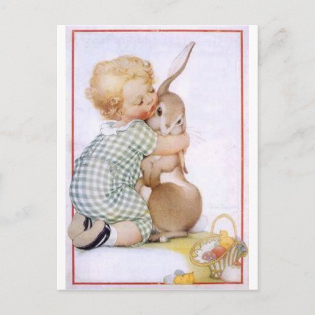 Postal Festiva Baby Hugging Easter Bunny (Anverso)