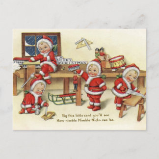 Postal Festiva Baby Santas Vintage
