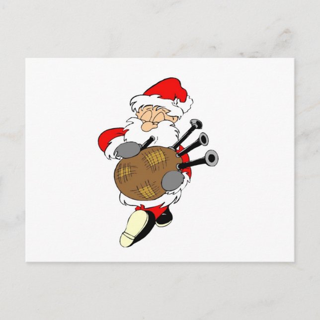 Postal Festiva Bagpipe Santa (Anverso)