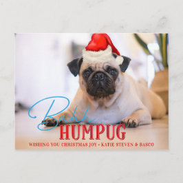Postal Festiva Bah Humpug Pug Perro Divertido Navidades Personali