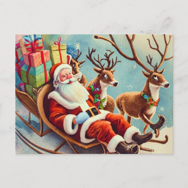 Postal Festiva Bailando copos de nieve con Santa: agrega tu mensa (Anverso)