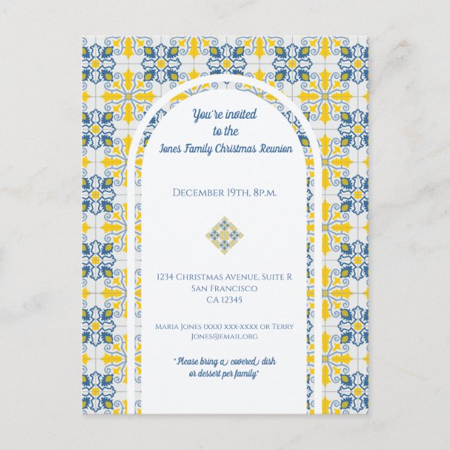 Postal Festiva Baldosas portuguesas para la reunión de Navidades  (Anverso)