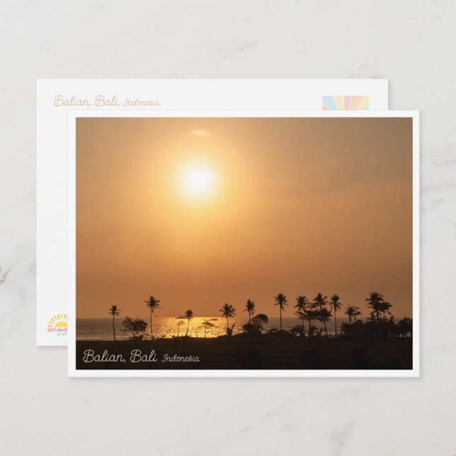 Postal Festiva Balian Palm Beach Sunset Postcard (Anverso / Reverso)