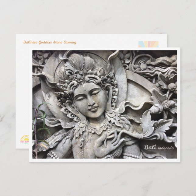 Postal Festiva Balinese Goddess Stone Art Travel Postcard (Anverso / Reverso)