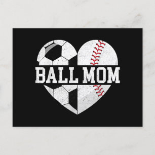 Postal Festiva Ball Mom Shirt Heart Graciosa Béisbol