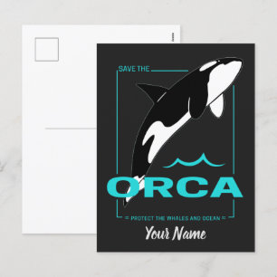 Postal Festiva Ballena asesina de orcas para un chica que ama las