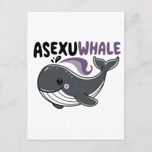 Postal Festiva Ballena Asexuwhale Divertida Mar Orgullo LGBTQ Ase