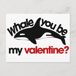 Postal Festiva Ballena eres mi Valentine