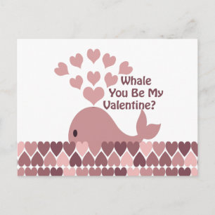 Postal Festiva Ballena que seas mi Valentín