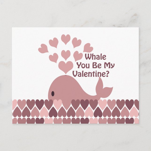Postal Festiva Ballena que seas mi Valentín (Anverso)