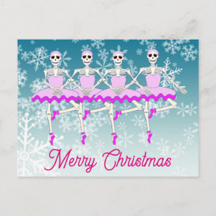 Postal Festiva Ballet bailando esqueletos en Tutus