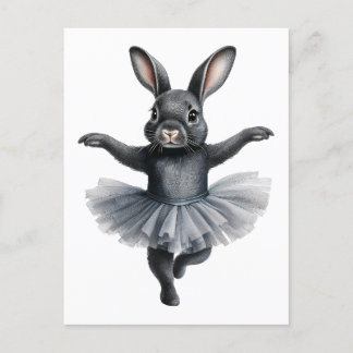 Postal Festiva Ballet de baile de conejo negro lindo