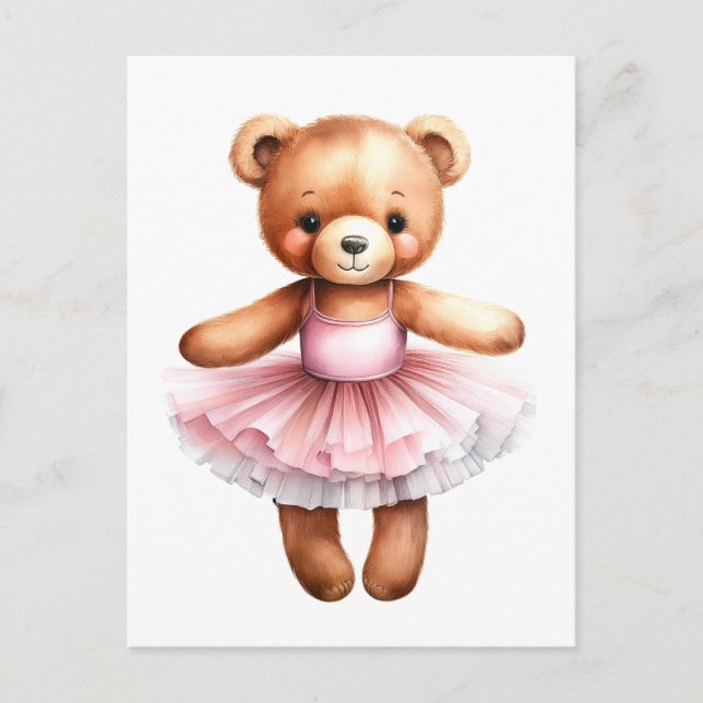 Postal Festiva Ballet de baile de oso de peluche (Anverso)