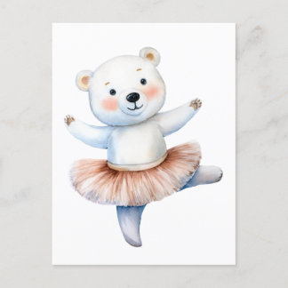 Postal Festiva Ballet de baile de oso polar lindo