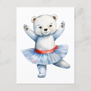 Postal Festiva Ballet de baile de oso polar lindo