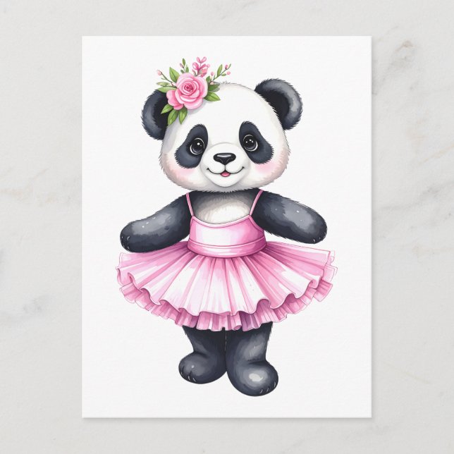 Postal Festiva Ballet de baile de panda lindo (Anverso)