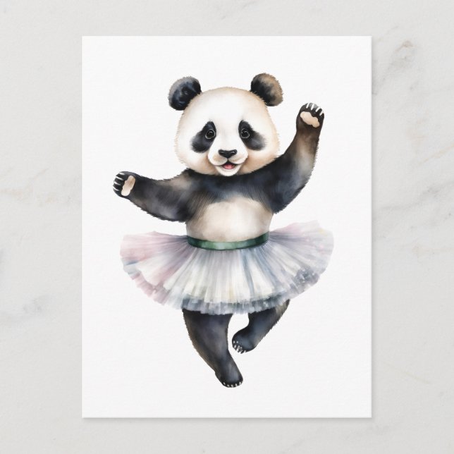 Postal Festiva Ballet de baile de panda lindo (Anverso)