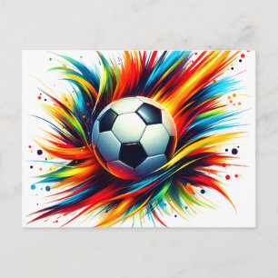 Postal Festiva Balón de fútbol Splash Futurista Abstracto