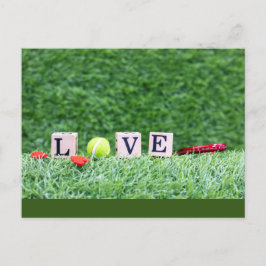 Postal Festiva Balón de tenis con signo de LOVE de madera Valentí