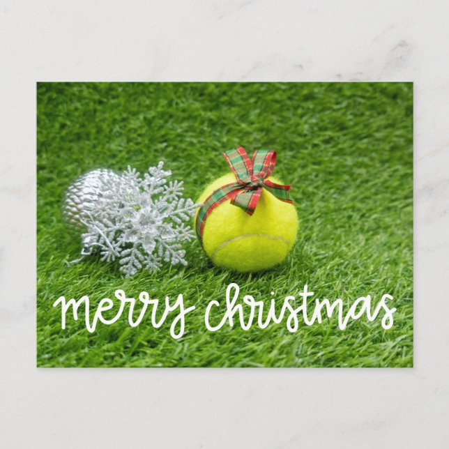 Postal Festiva Balón de tenis verde para Navidades (Anverso)