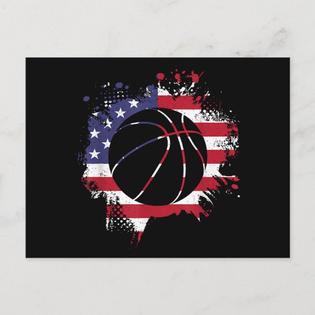 Postal Festiva Baloncestista de Bandera Americana (Anverso)