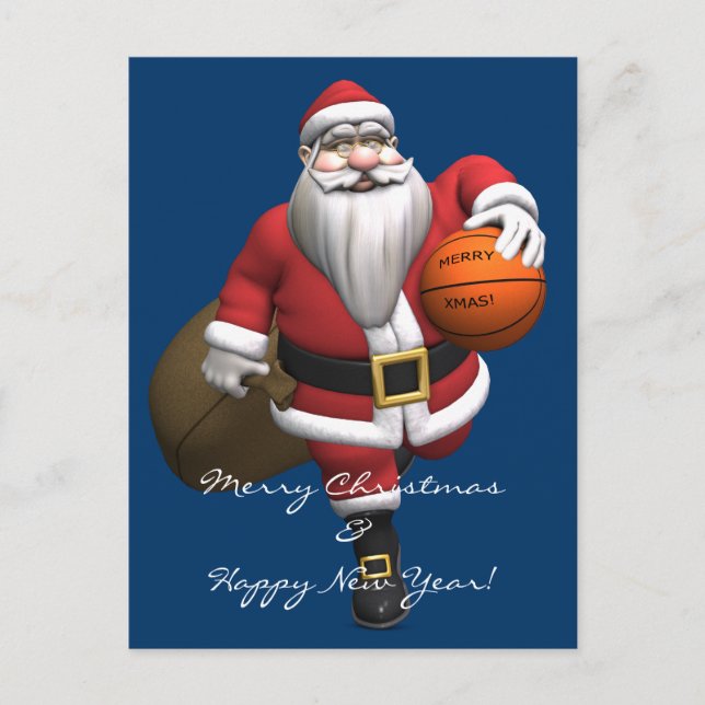 Postal Festiva Baloncestista de Santa Claus (Anverso)