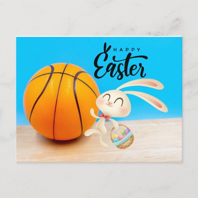 Postal Festiva Baloncestistas Felices Fiestas de Pascua (Anverso)