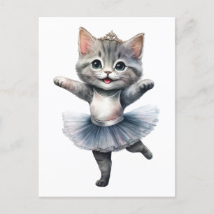 Postal Festiva Baloncesto de bailarina de gatos grises