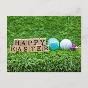 Postal Festiva Baloncesto de golf de Pascua y huevos de Pascua pa