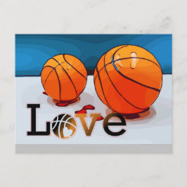 Postal Festiva Baloncesto  de Jugador con Amor Día de San Valentí