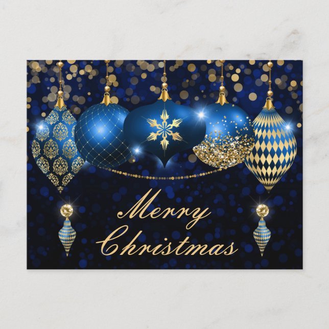 Postal Festiva Baloncesto de los Navidades Royal Blue y Gold (Anverso)