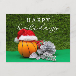 Postal Festiva Baloncesto Felices Fiestas con Baloncesto para Jug