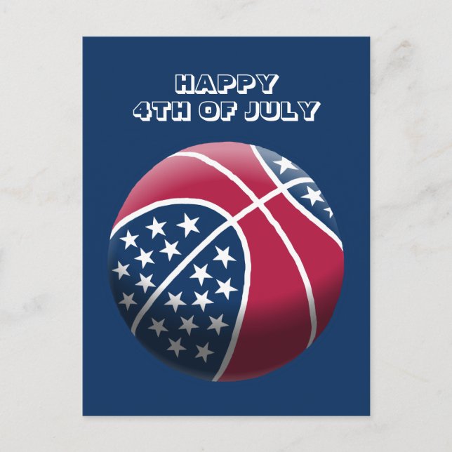 Postal Festiva Baloncesto Feliz 4 de Julio (Anverso)