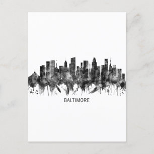 Postal Festiva Baltimore Maryland Skyline BW
