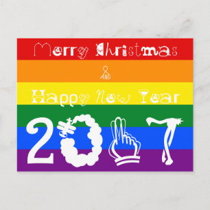 Postal Festiva Bandera 2017 del arco iris de la Feliz Año Nuevo