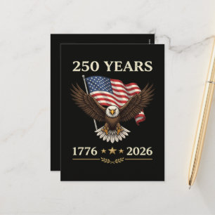 Postal Festiva Bandera Americana Águila 250 Años 1776 2026