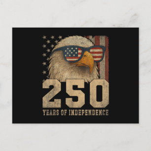 Postal Festiva Bandera Americana Águila Vintage 250 Años 4 de Jul