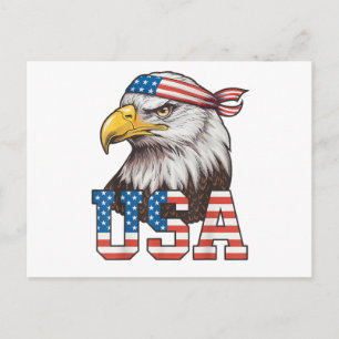 Postal Festiva Bandera Americana De EE. UU. Hombres Mujeres Niños