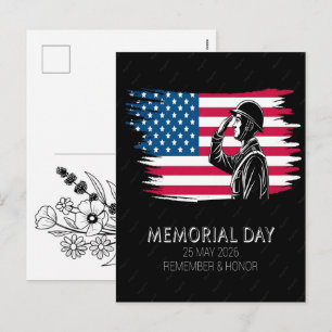Postal Festiva Bandera Americana del Día de los Caídos para Celeb
